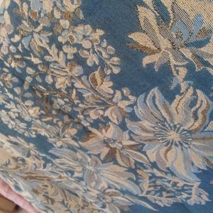 🎀 Blue Wrap / Scarf metallic gold Pashmina Silk